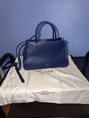 kate spade navy leather satchel with detachable strap